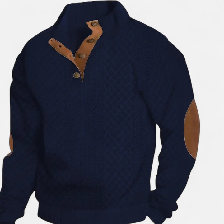 Men's Knitted Relaxed Jumper with Button Front - photo 3