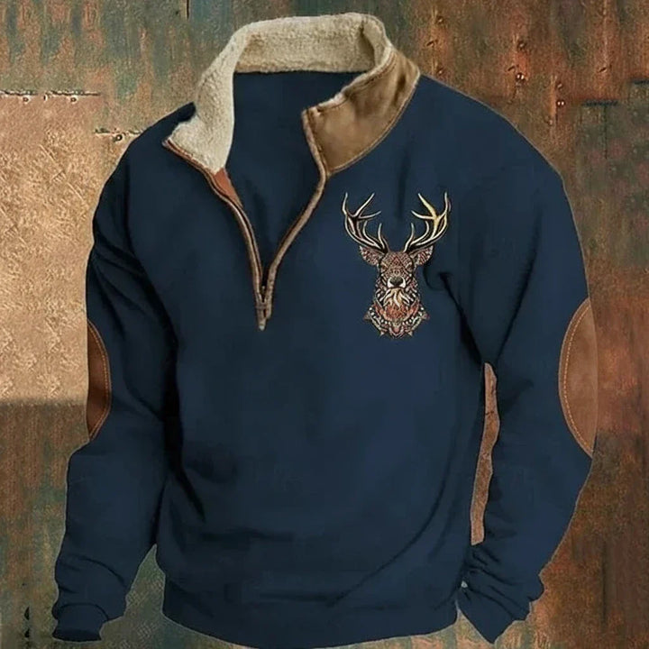 Men's Relaxed Zip-Front Sweatshirt with Roll Neck - photo 3