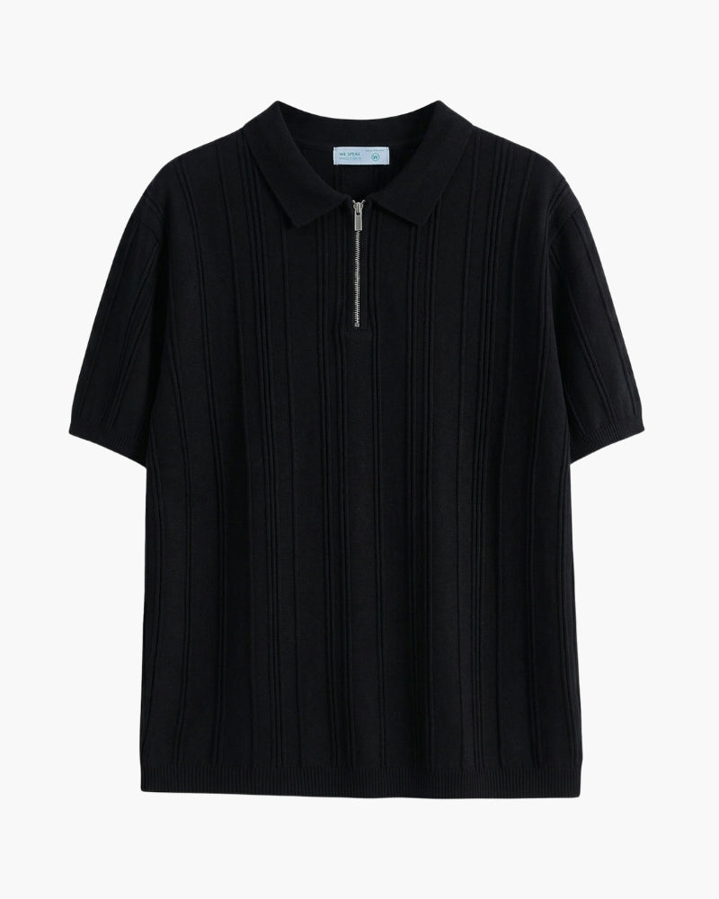 Men's Striped Zip-Front Polo Shirt - photo 1