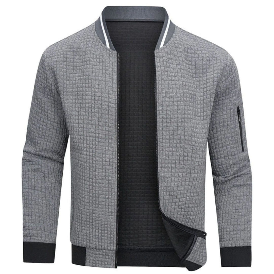Men's Checked Bomber Jacket with Zip Front - photo 4