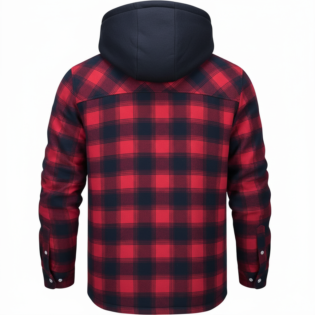 Gavin - Men's Checked Winter Jacket with Lined Hood