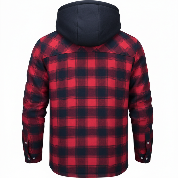Gavin - Men's Checked Winter Jacket with Lined Hood