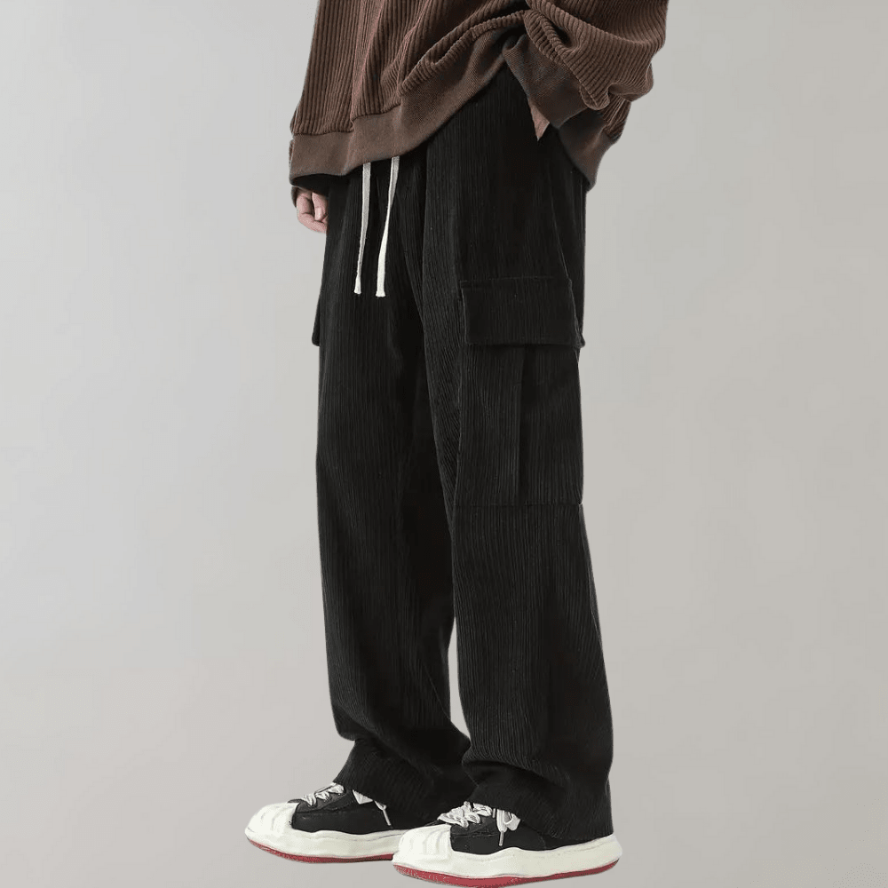 Alfie – Pantalon cargo côtelé pour homme avec taille à cordon