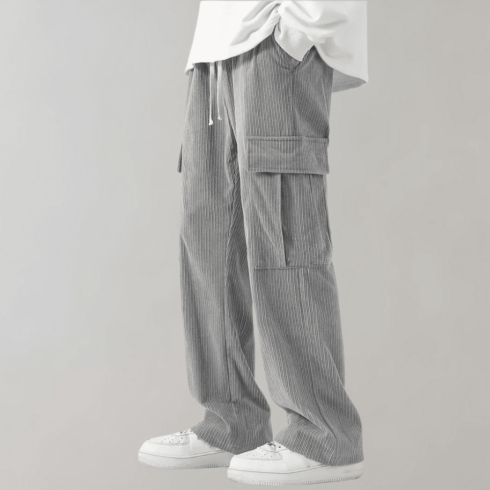 Alfie – Pantalon cargo côtelé pour homme avec taille à cordon