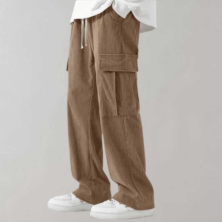 Alfie – Pantalon cargo côtelé pour homme avec taille à cordon