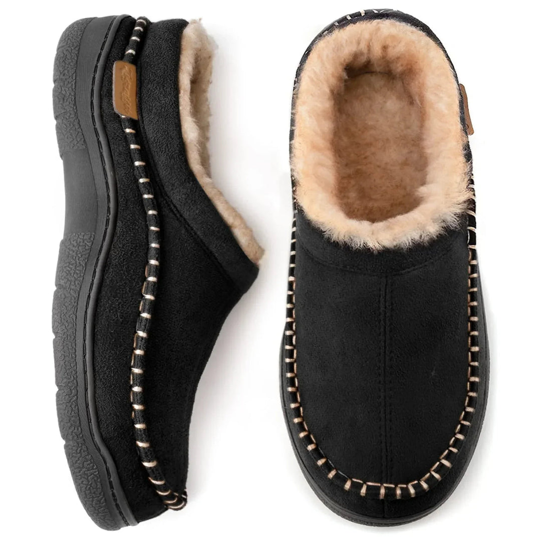Douglas - Men's Faux Fur Lined House Slippers with Non Slip Sole