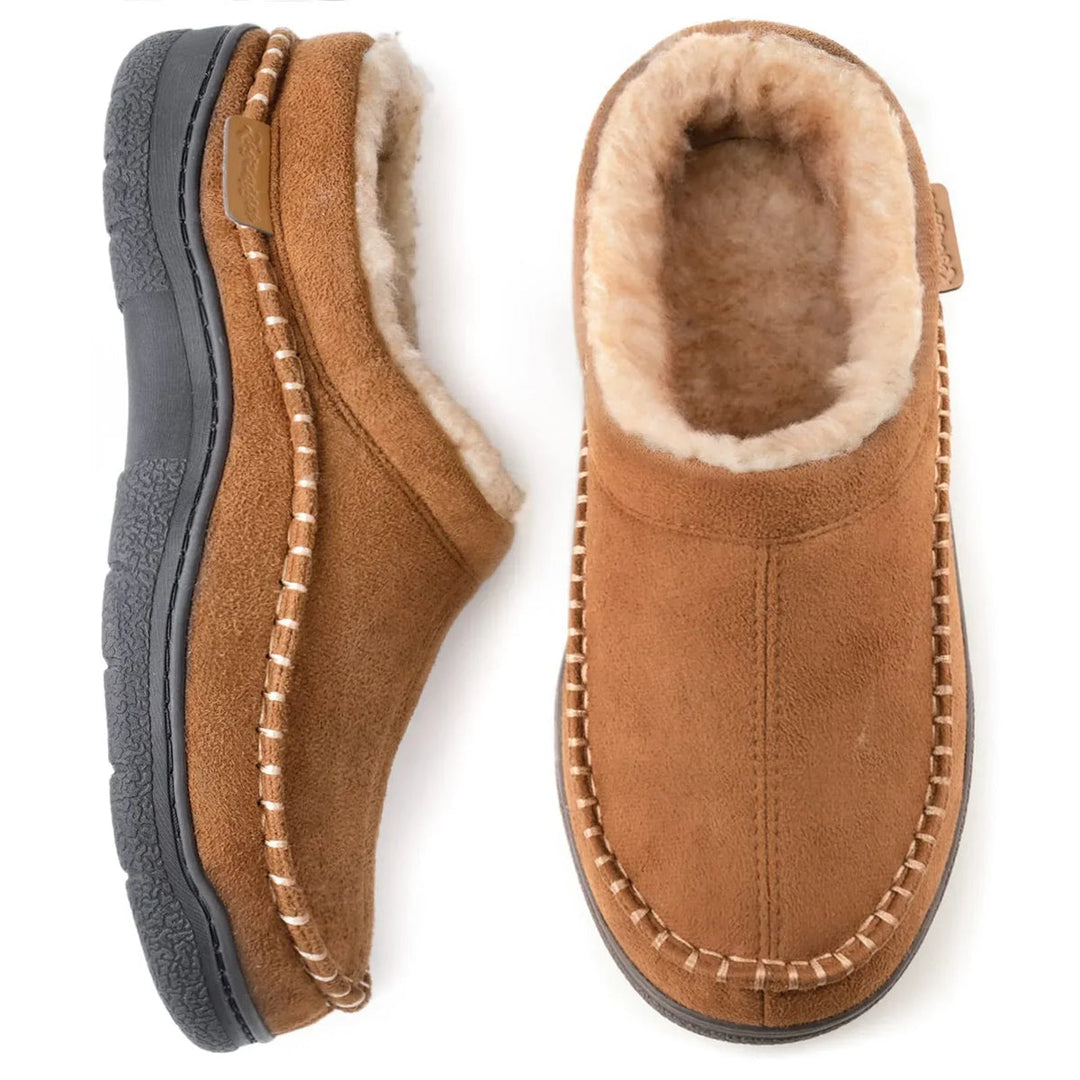 Douglas - Men's Faux Fur Lined House Slippers with Non Slip Sole