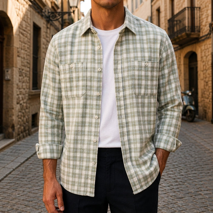 Alan – Chemise à carreaux en flanelle pour homme avec poches poitrine