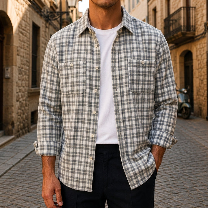 Alan – Chemise à carreaux en flanelle pour homme avec poches poitrine