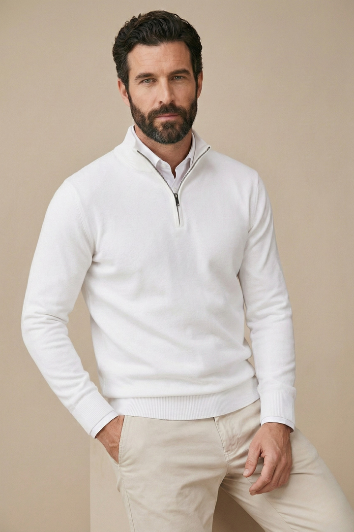 Felix - Men's Half Zip Jumper with Stand Collar