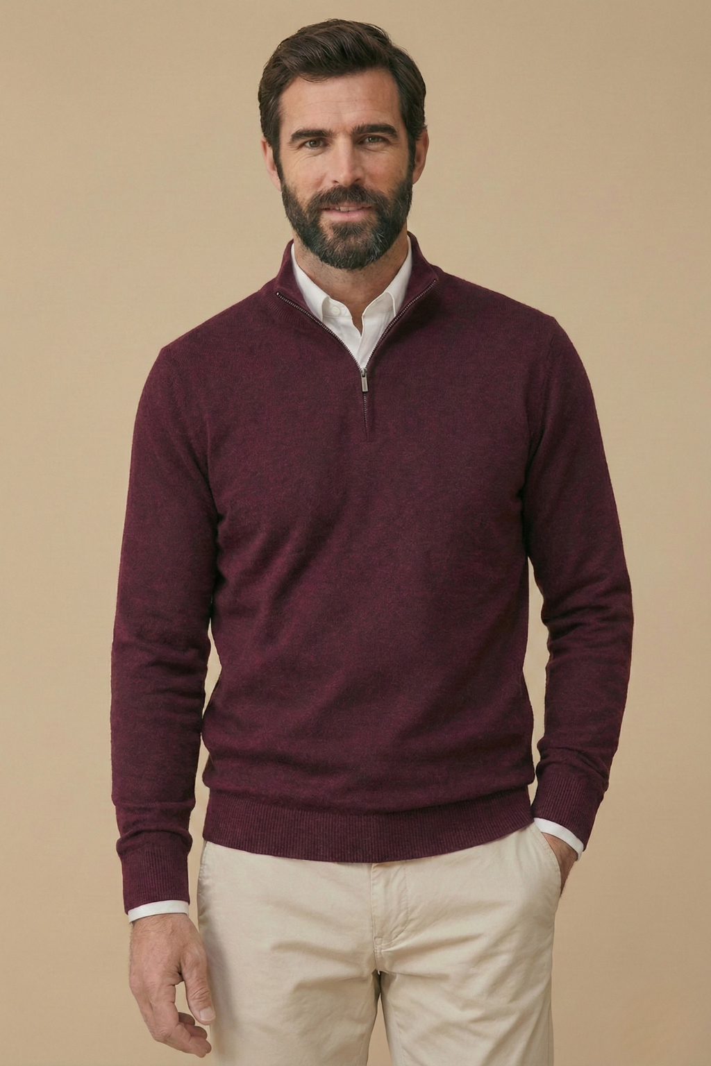 Felix - Men's Half Zip Jumper with Stand Collar