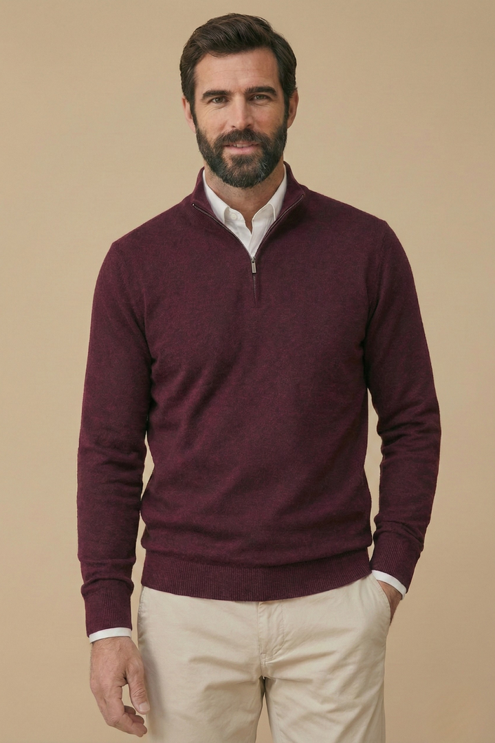 Felix - Men's Half Zip Jumper with Stand Collar
