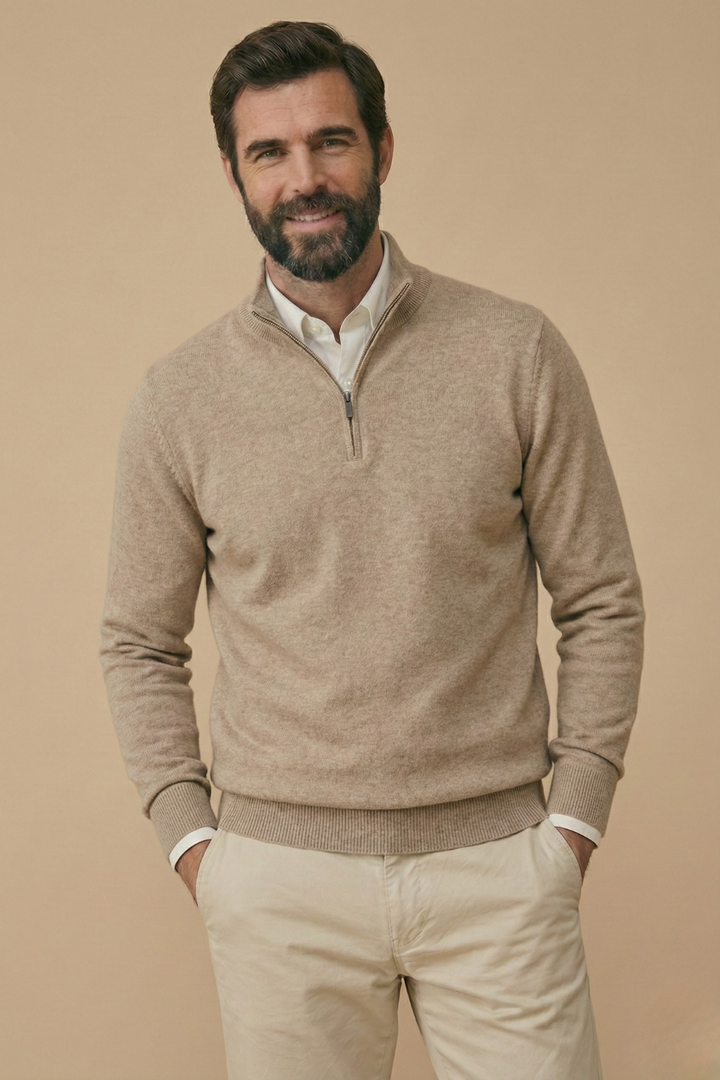 Felix - Men's Half Zip Jumper with Stand Collar