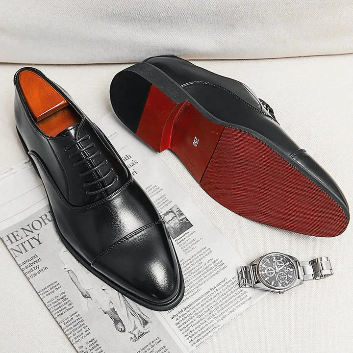 Men's Italian Leather Oxford Shoes — Hugo Cap Toe Business Formal