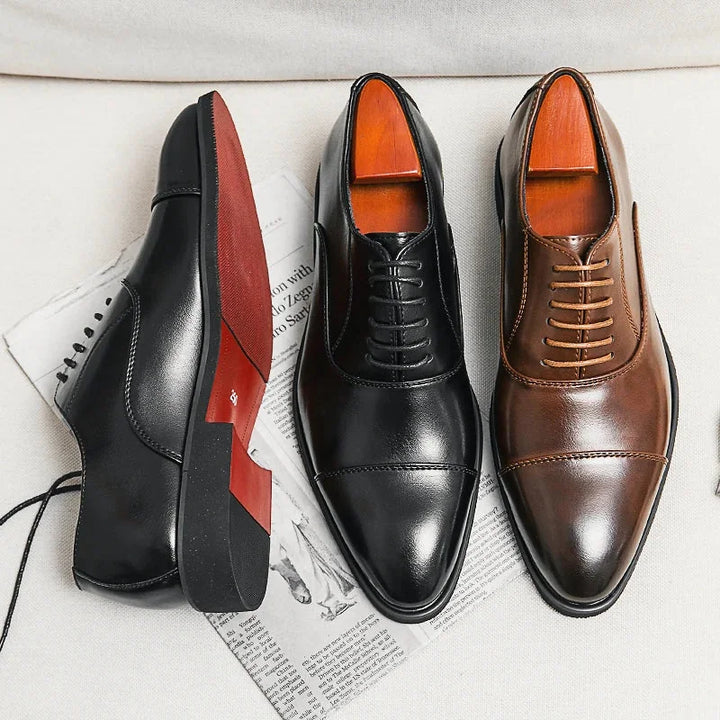 Men's Italian Leather Oxford Shoes — Hugo Cap Toe Business Formal