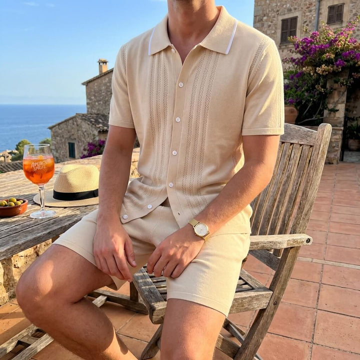 Thomas - Completo da uomo in maglia composto da due pezzi con profili a contrasto