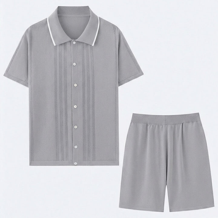 Thomas - Completo da uomo in maglia composto da due pezzi con profili a contrasto