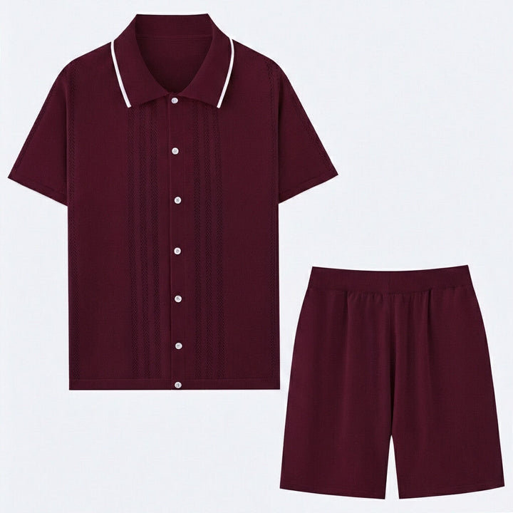 Thomas - Completo da uomo in maglia composto da due pezzi con profili a contrasto