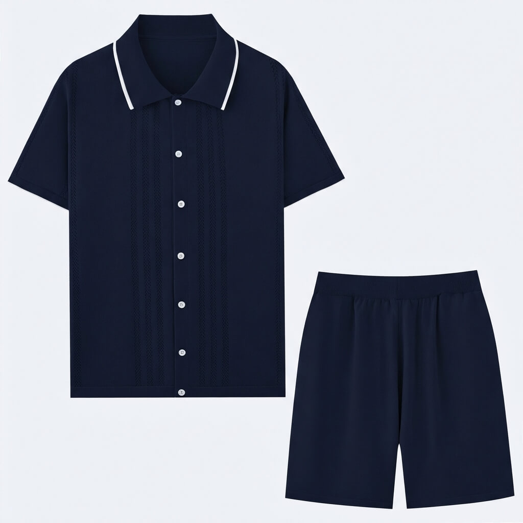 Thomas - Completo da uomo in maglia composto da due pezzi con profili a contrasto