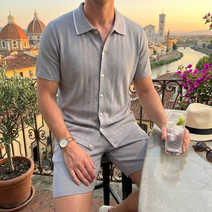 Thomas - Completo da uomo in maglia composto da due pezzi con profili a contrasto