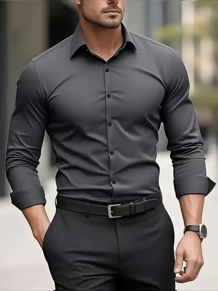 Men's Tailored Business Shirt - Dark Grey