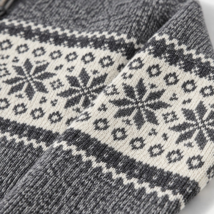 Men's Fleece-Lined Fair Isle Zip Cardigan with Stand Collar - photo 6