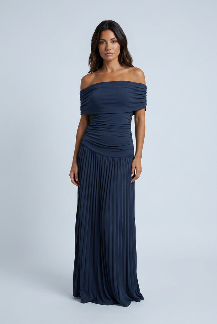 Women's Off-Shoulder Pleated Maxi Dress - photo 1
