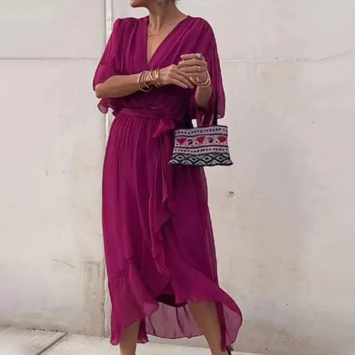Daphne - Women's Plus-Size V-Neck Maxi Dress