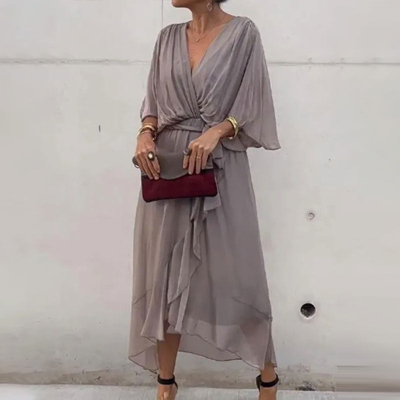 Daphne - Women's Plus-Size V-Neck Maxi Dress
