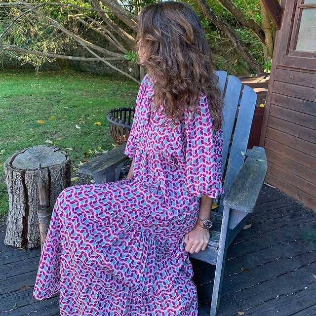 Flora - Women's Puff Sleeve Boho Printed V-Neck Maxi Dress