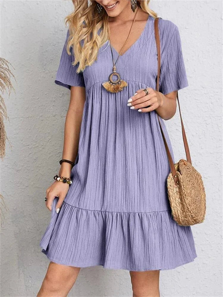 Slimming Retro V-Neck Dress with Tummy Control