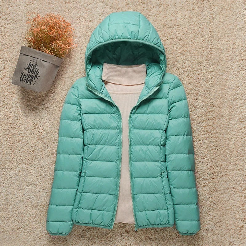 Women's Lightweight Hooded Quilted Jacket – Turquoise