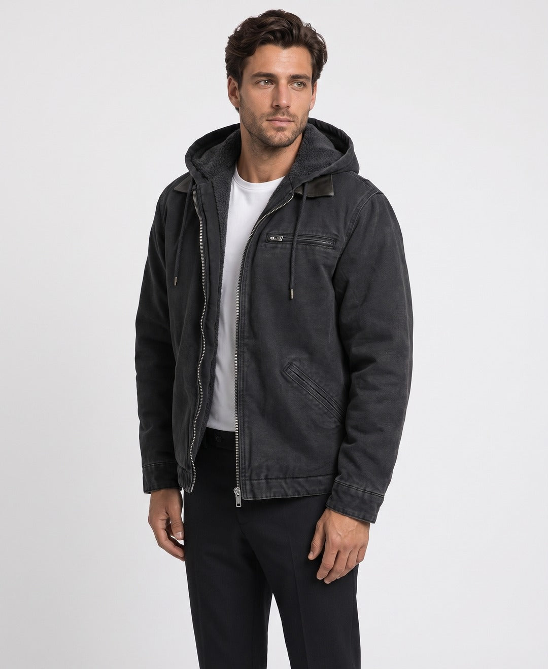 Men's Fleece-Lined Utility Jacket with Hood - photo 5