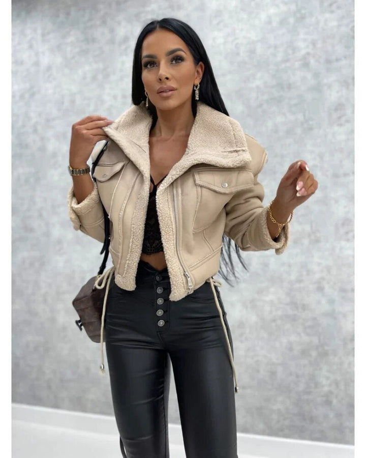 Women's Colour Block Zip-Front Biker Jacket - photo 1