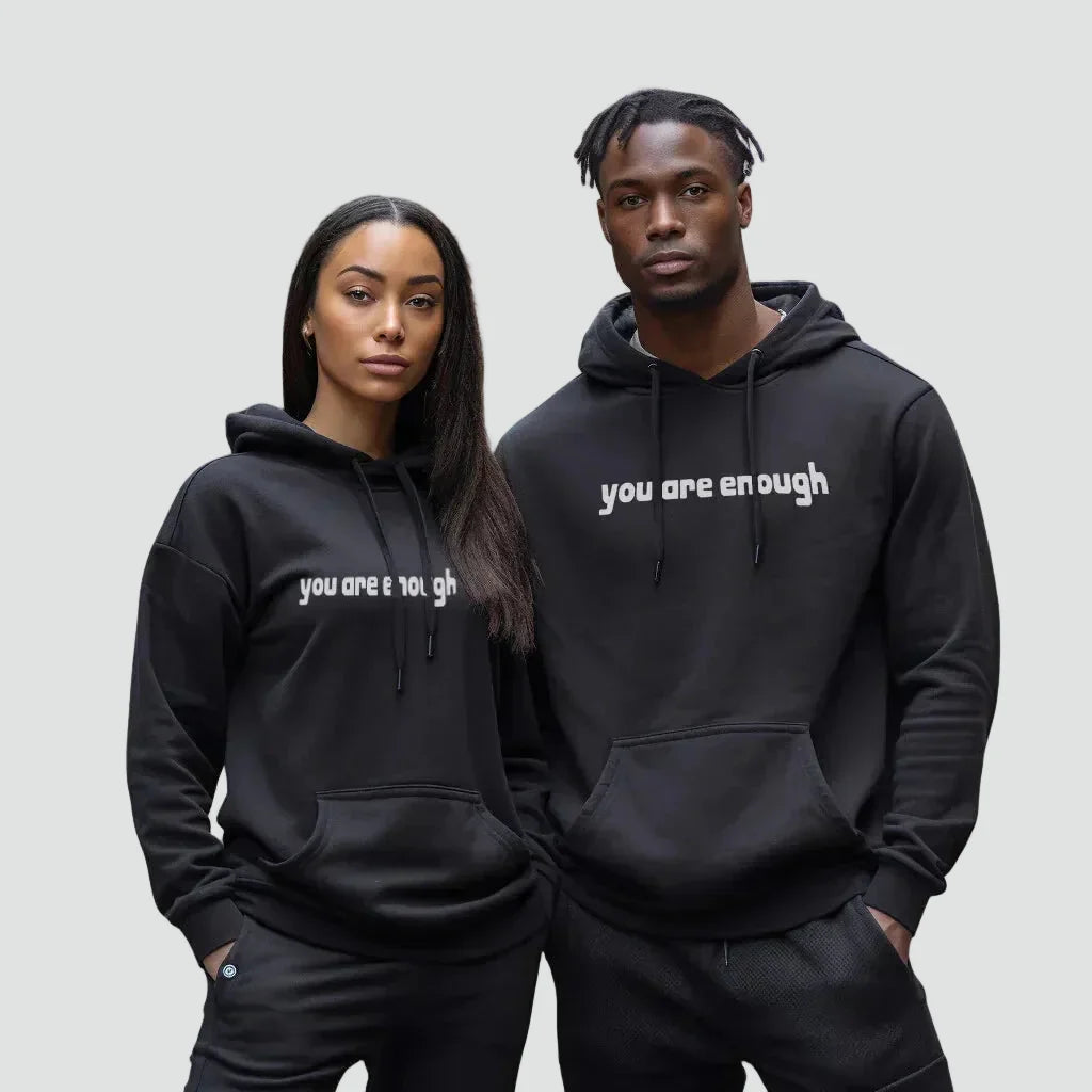 Black unisex oversized winter hoodie