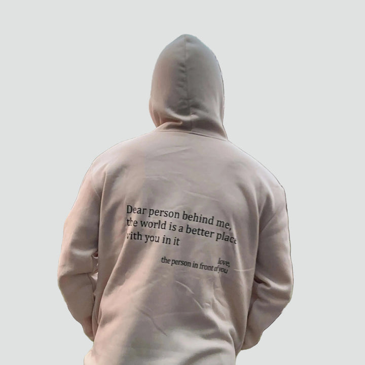 Beige unisex oversized winter hoodie