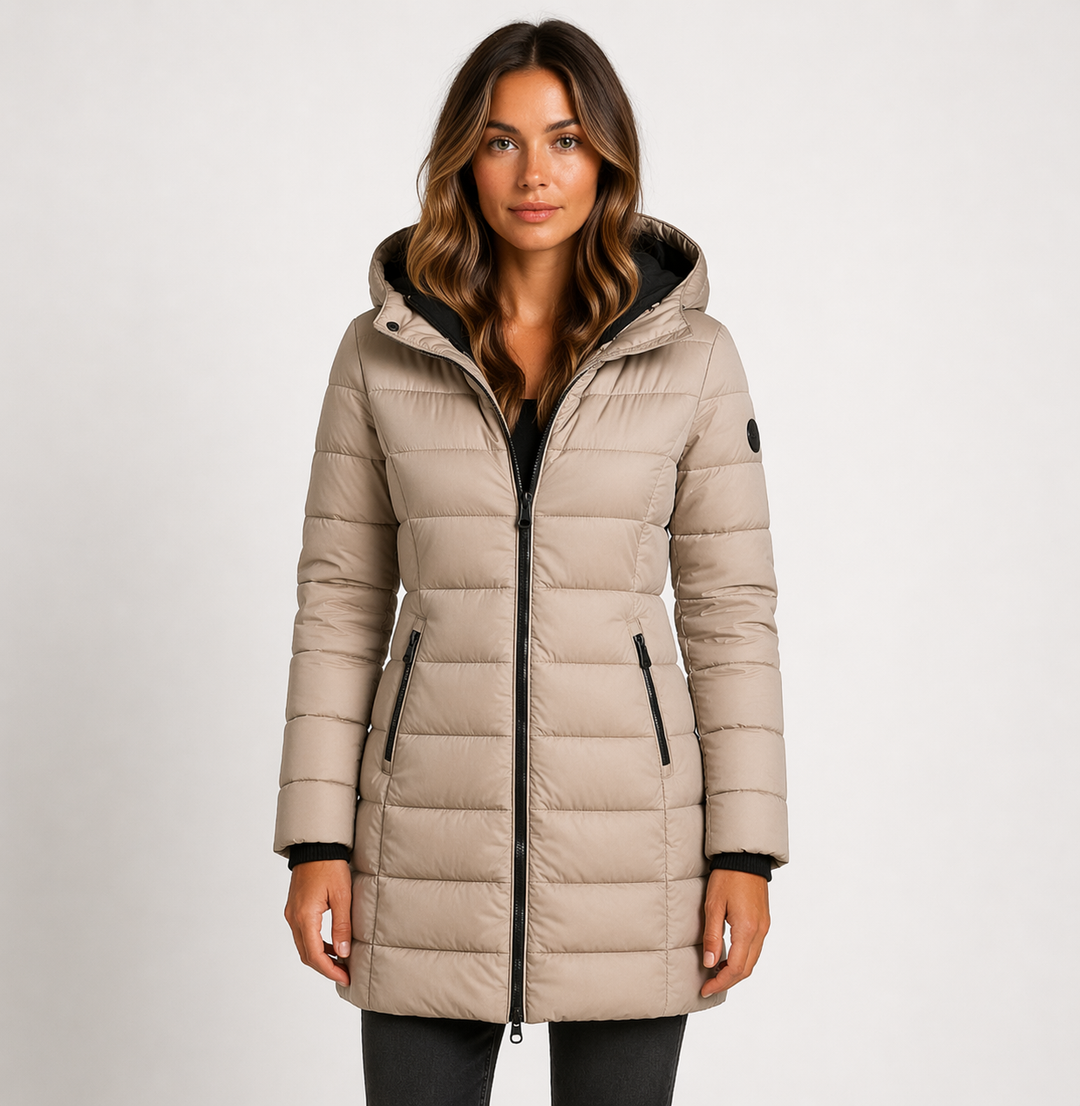 Women's Longline Hooded Puffer Jacket with Zip Front - photo 3