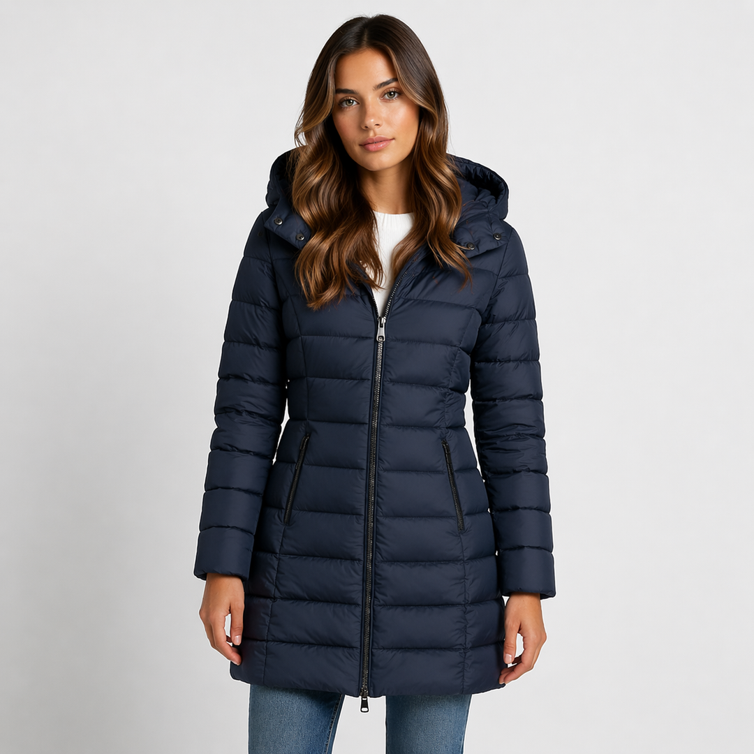 Women's Longline Hooded Puffer Jacket with Zip Front - photo 4