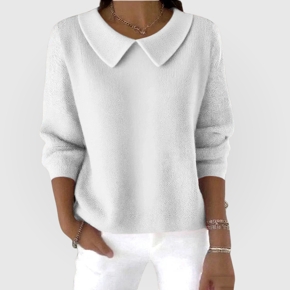 Women's Knitted Collared Jumper with Polo Placket - photo 3