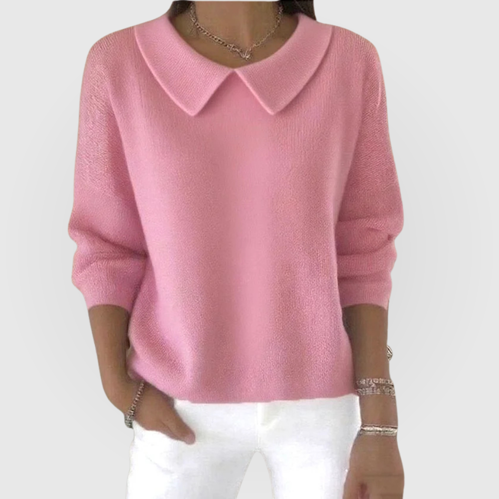 Women's Knitted Collared Jumper with Polo Placket - photo 5