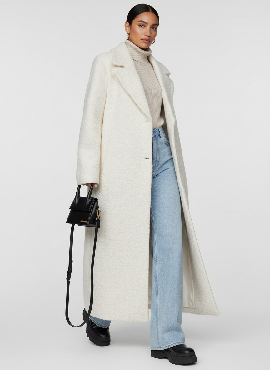 Women's Relaxed Button-Front Coat with Side Pockets and Collar - photo 2