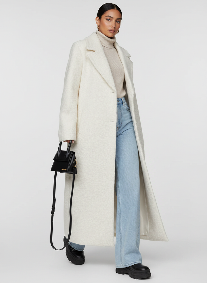 Women's Relaxed Button-Front Coat with Side Pockets and Collar - photo 2