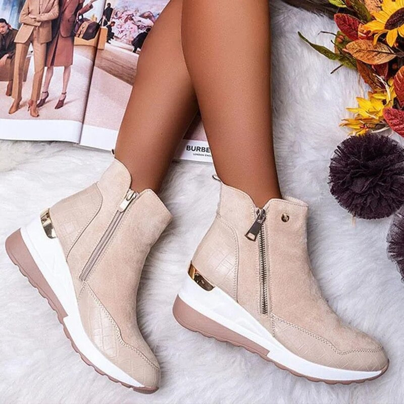 Women's Zip-Front Ankle Boots with Wedge Sole - photo 14