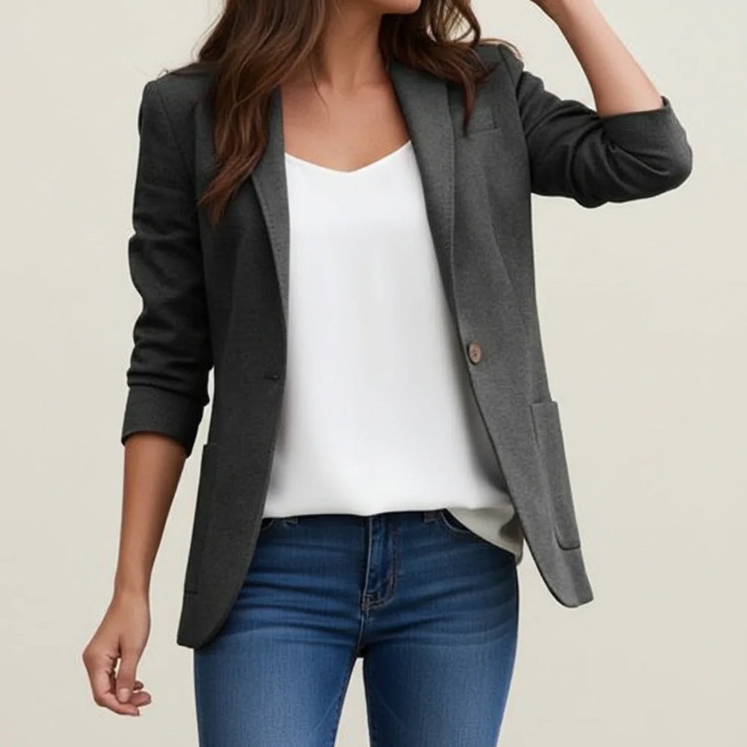 Classic Women's Blazer Jacket with Long Sleeves