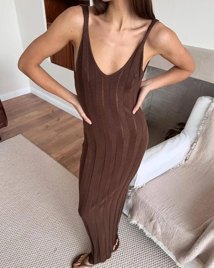 Sandra - Women's Backless Maxi Dress with Thin Straps