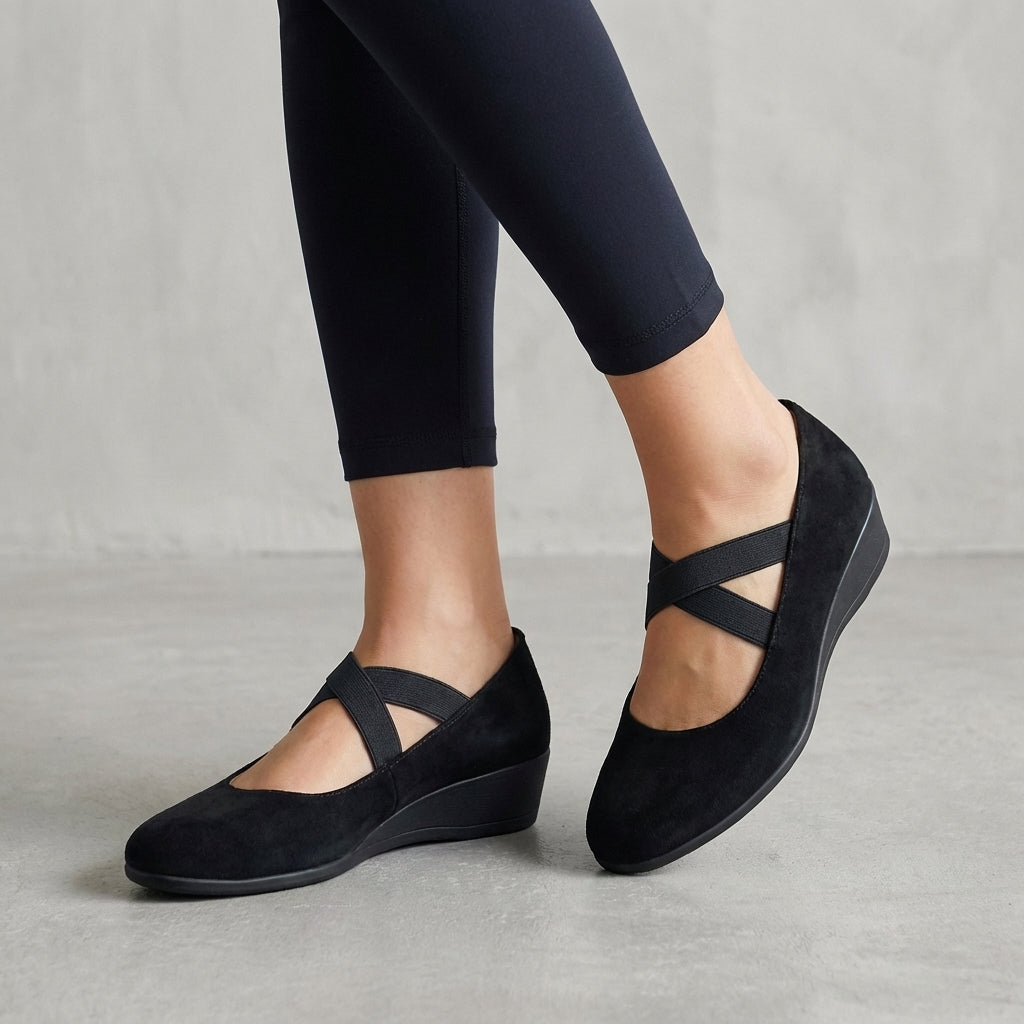 Nancy - Women's Cushioned Criss Cross Wedge Shoes