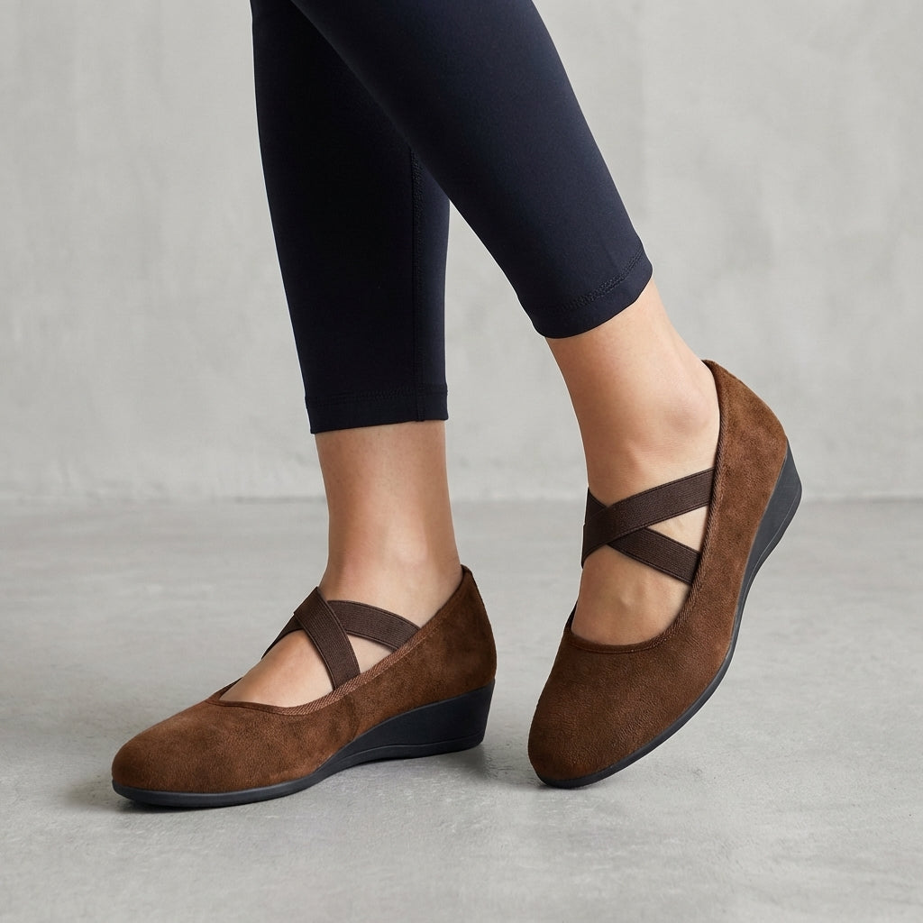 Nancy - Women's Cushioned Criss Cross Wedge Shoes