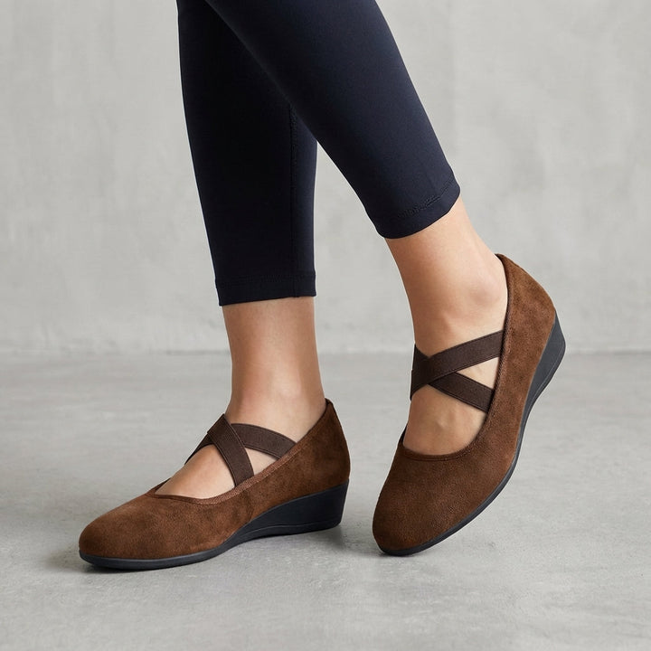 Nancy - Women's Cushioned Criss Cross Wedge Shoes
