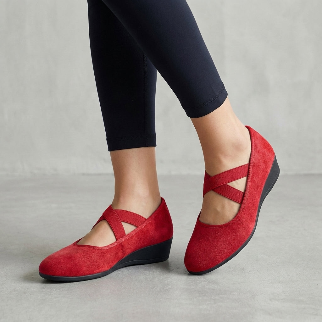 Nancy - Women's Cushioned Criss Cross Wedge Shoes