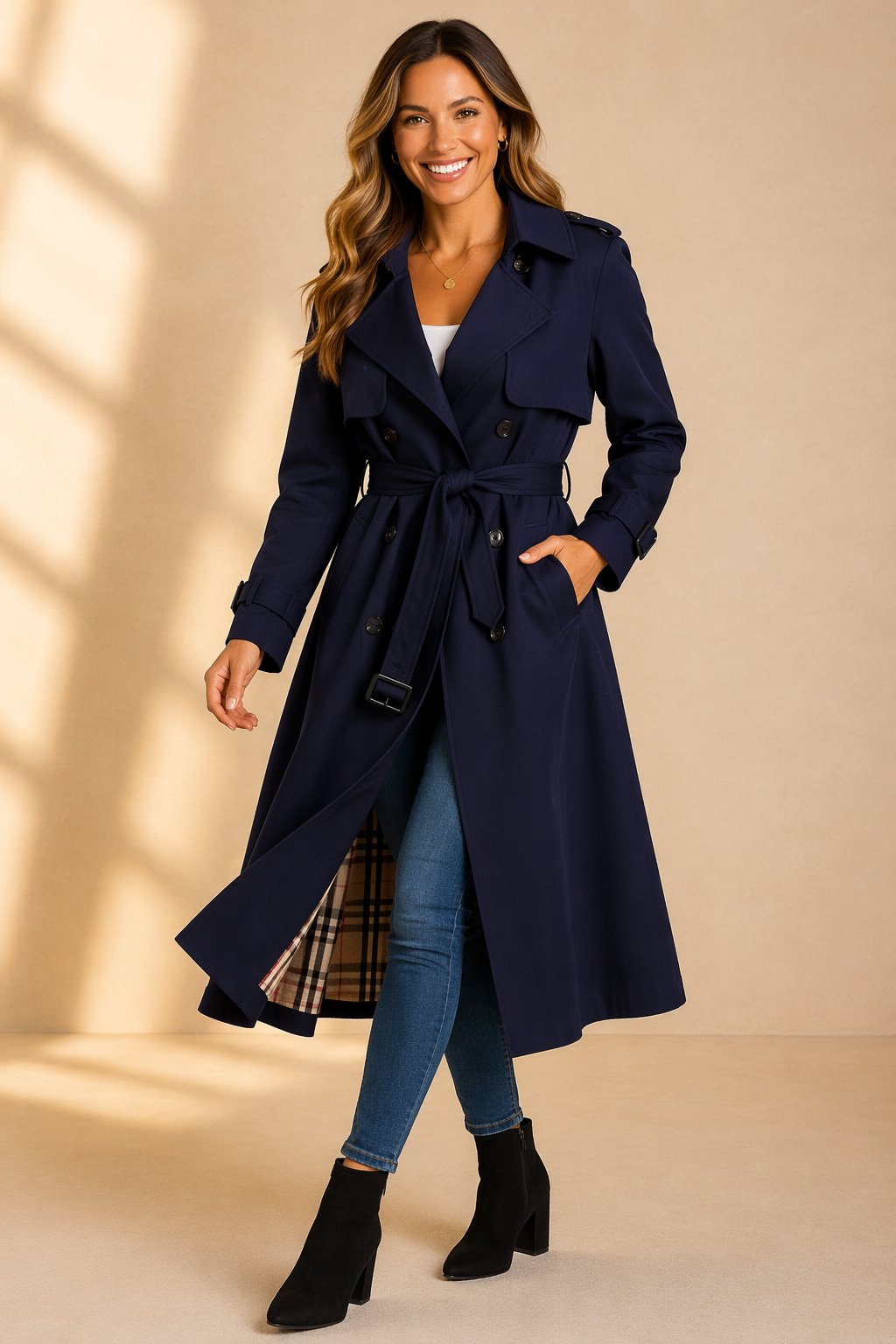 Camila | Women's Double-Breasted Belted Long Trench Coat